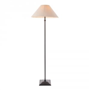 Lampa podłogowa stojąca czarna abażurowa lniana minimalistyczna uniwersalna Lille 117830 ENDON