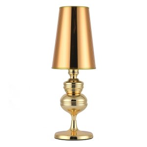 Złota lampka stołowa nocna aluminiowa designerska klasyczna elegancka lustrzana powłoka QUEEN MT-8046-25 gold Step Into Design