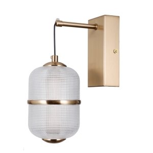 Nowoczesny kinkiet led Alani Italux WL-34375-1-HBR szklany siatkowany klosz salonowy ozdobny