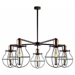 LAMPA WISZĄCA ŻYRANDOL NOWODVORSKI MANUFACTURE 9738 LOFT VINTAGE METALOWA CZARNA