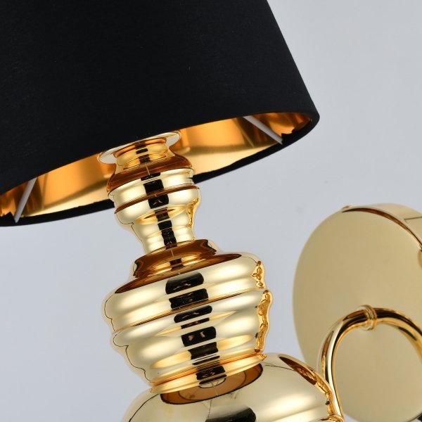 Czarny kinkiet lampa ścienna abażurowa aluminiowa designerska klasyczna elegancka QUEEN MB-8046-18 black gold Step Into Design