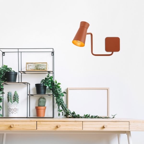 Designerski kinkiet w kolorze terakoty nowoczesny regulowany wysięgnik klasyczny minimalistyczny LORD 8882 Argon 