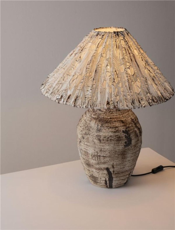 Lampka stołowa nocna ceramiczna tkaninowy abażur boho rustykalna industrialna Luces Exclusivas