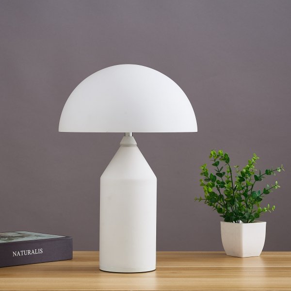 Biała lampka stołowa nocna w kształcie grzybka szklana klasyczna minimalistyczna uniwersalna BELFUGO MT1234-250 WHITE Step Into Design