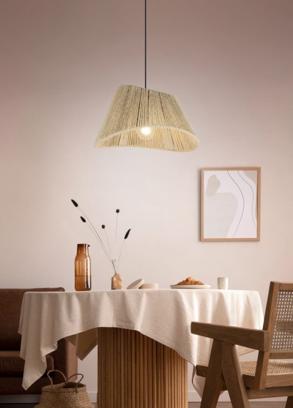 Dekoracyjna asymetryczna lampa wisząca w stylu boho abażur z juty VALERIE R31881036 RL