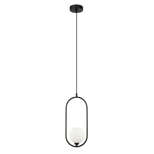 Lampa Wisząca Czarna Szklana Biała Kula LUPUS PND-3965-1-BK ITALUX