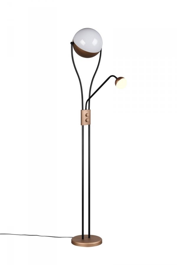 Nowoczesna dekoracyjna lampa podłogowa LED dwie kule brązowa metalowa designerska uniwersalna ściemnialna CHRIS 478310265 TRIO