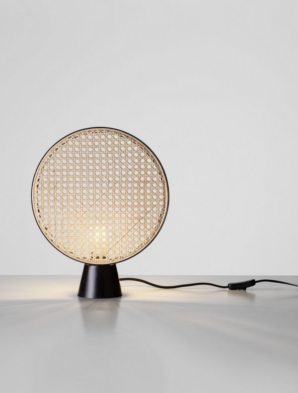 Lampka stołowa nocna pleciona wykonana z ratanu okrągła boho rustykalna industrialna dekoracyjna COLVERZO LE45385 Luces Exclusivas