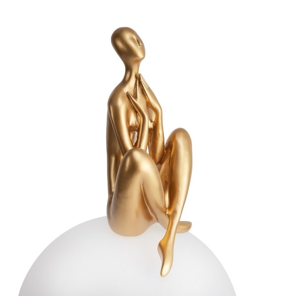 Designerska lampa stołowa dekoracyjna ozdobna kobieca sylwetka złota szklana kula WOMAN ST-6022-C gold Step Into Design