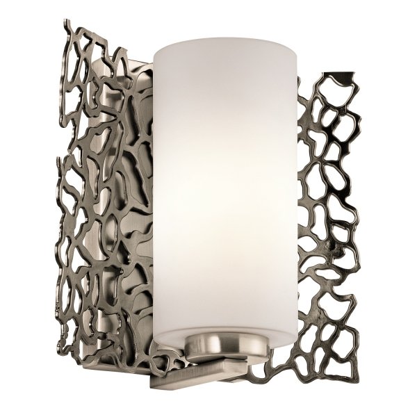 Kinkiet Silver Coral - 1 źródło światła Klasyczny pewter koralowy metalowy wzór nowoczesna okrągła organiczny design KL-SILVER-CORAL1 KICHLER