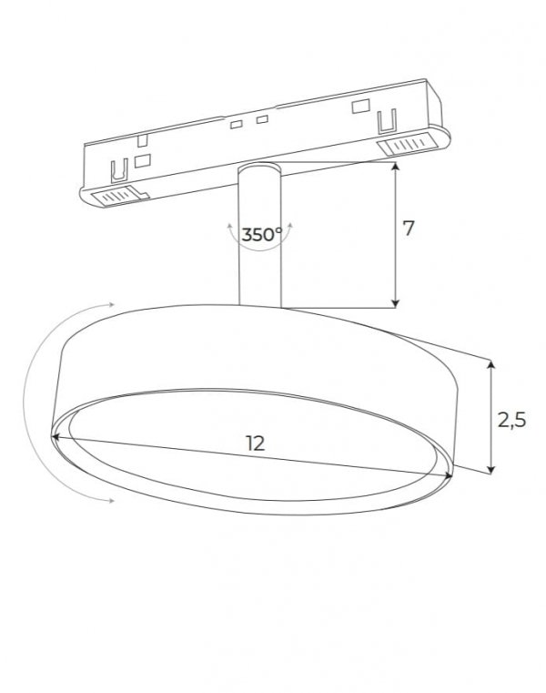 Reflektor do szynoprzewodu magnetycznego LED czarny minimalistyczny nowoczesny regulowany okrągły On-Off M0014N MAXLIGHT