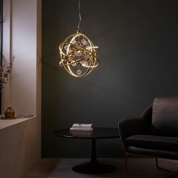 DESIGNERSKA LAMPA WISZĄCA OKRĄGŁA MUNI 102608 ENDON ZŁOTA GLAMOUR