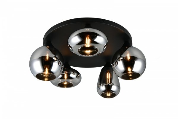 Nowoczesny plafon lampa sufitowa czarna szklane klosze uniwersalna minimalistyczna LUMINA 617030532 Trio