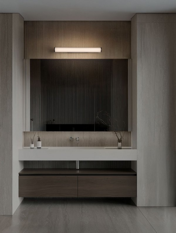 Lampa ścienna kinkiet LED tuba z ryflowanego szkła 60cm minimalistyczny zmiana barwy światła IP44 ALEGRANZA LE45766 Luces Exclusivas