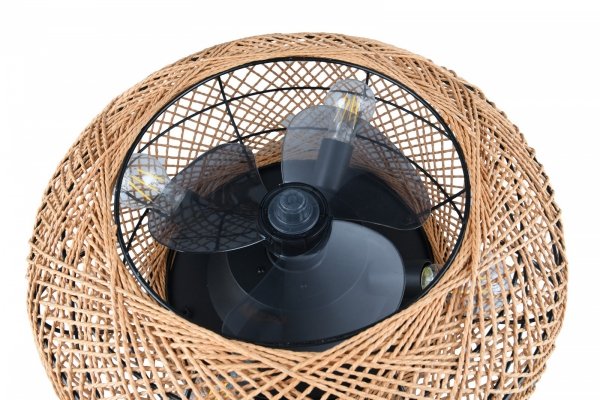 Lampa sufitowa plafon z wiatrakiem na pilot pleciona brązowa owalna boho rystykalna industrialna minimalistyczna nad stół do salonu sypialni LILLESAND R67302126 Rl