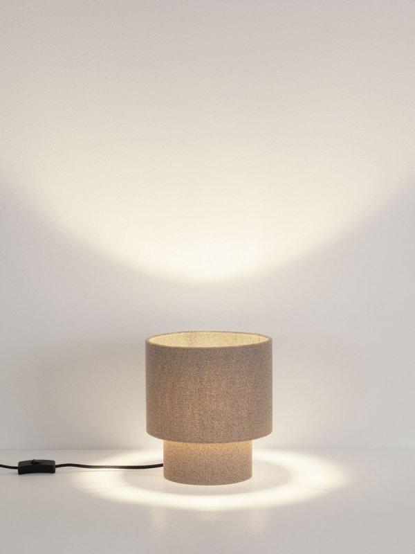 Lampka stołowa nocna lniana abażurowa brązowa minimalistyczna uniwersalna dekoracyjna Luces Exclusivas