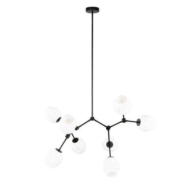 Czarna nowoczesna lampa wisząca szklane białe klosze Ferral Italux PND-75075-8-BK-WG do salonu jadalniana