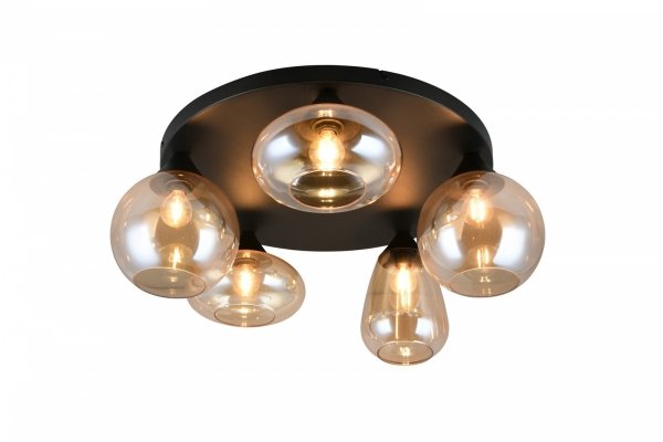 Nowoczesny plafon lampa sufitowa czarna szklane klosze uniwersalna minimalistyczna LUMINA 617030513 Trio