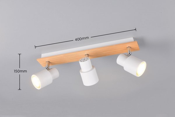 Nowoczesny plafon lampa sufitowa potrójna biała regulowana klasyczna uniwersalna metalowa drewniana podstawa PIERRE R81983031 Rl