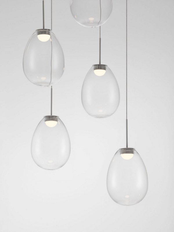Lampa wisząca wielopunktowa LED srebrna owalna szklana minimalistyczna uniwersalna Luces Exclusivas