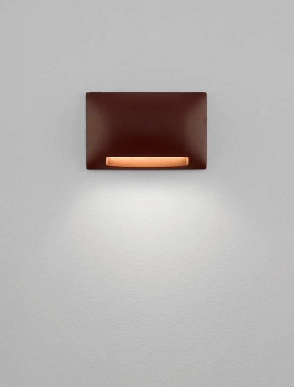 Kinkiet zewnętrzny LED kolor rdzawy prostokątny wypukły minimalistyczny nowoczesny IP65 PLASENA LE75301 Luces Exclusivas