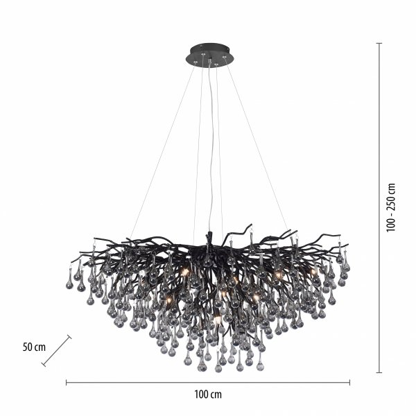 Lampa Wisząca ICICLE 2192-18 Zuma Line Czarny | Nowoczesny Żyrandol 11xG9