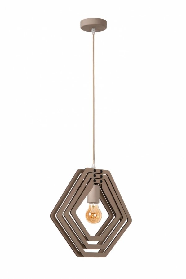 Drewniana lampa wisząca odcienie szarości nowoczesna boho designerska możliwość ściemniania MAURO 77489/33/41 LUCIDE