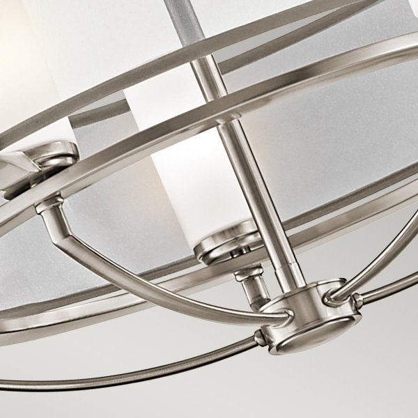 Żyrandol Saldana - 5 źródeł światła Klasyczny pewter abażur z organzy okrągły klosze tuba minimalistyczny uniwersalny KL-SALDANA5 KICHLER