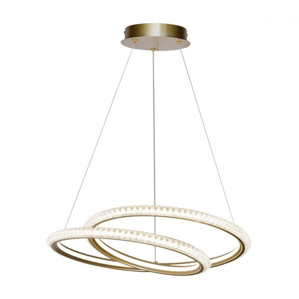 Lampa wisząca zakręcony okrąg z kryształkami LED złoty dekoracyjny w nowoczesnym stylu Kortia PND-64873-GD Italux