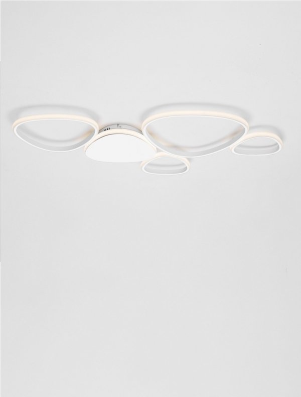 Nowoczesny plafon lampa sufitowa LED biała asymetryczne okręgi uniwersalny minimalistyczny aluminiowy ściemnialny ALONTRA LE45500 Luces Exclusivas 
