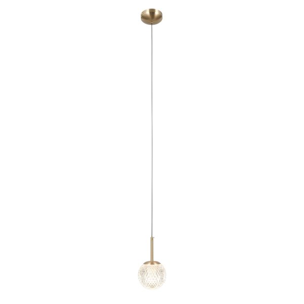 Złota lampa wisząca akrylowa kula przeźroczysta Padri PND-40827-1-HBR-CL Light Prestige