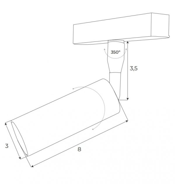 Reflektor do szynoprzewodu magnetycznego LED biała tuba minimalistyczna nowoczesna regulowana On-Off M0030N MAXLIGHT