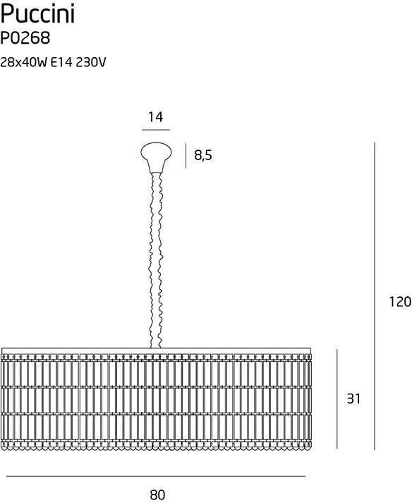 LAMPA WISZĄCA KRYSZTAŁOWA PUCCINI P0268 MAXLIGHT 80 CM 