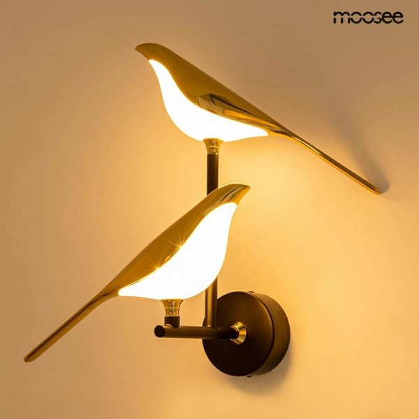 Nowoczesny Minimalistyczny Kinkiet Ścienny Złoty BIRD TWIN MSE1501100458 KING HOME
