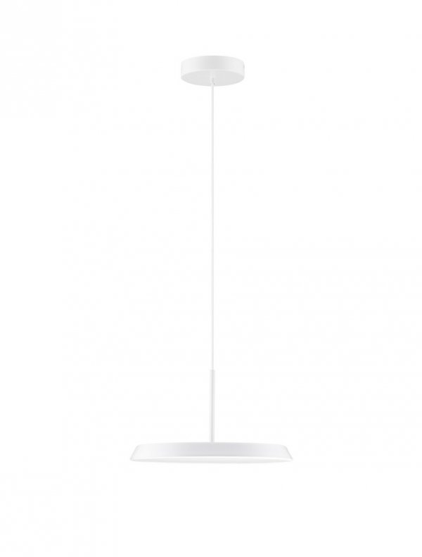 Minimalistyczna lampa wisząca LED okrągła biała uniwersalna klasyczna do salonu jadalni FOVENTO LE45443 Luces Exclusivas