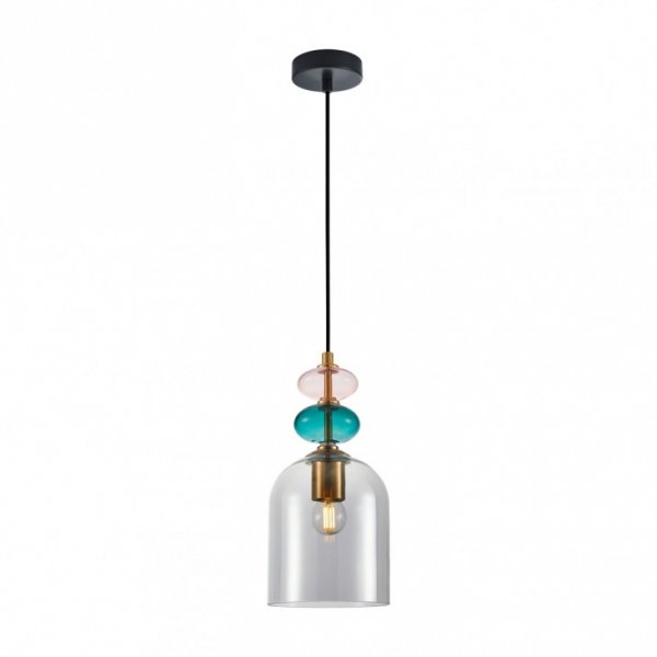 Designerska Lampa Wisząca Szklana Dymiony Klosz BUSCO PND-30263-1B-BRO-SG ITALUX