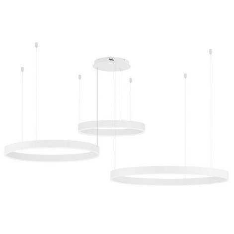 Biała Lampa Wisząca RING 100 LED Nowoczesna Lampa Do Salonu Biały Okrąg JACA LE42766 LUCES EXCLUSIVAS