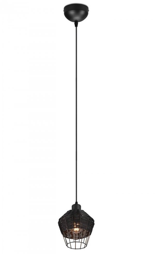 Lampa Wisząca Czarna Ratanowo Metalowa BORKA R31261002 RL