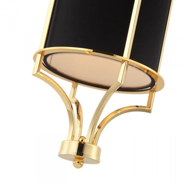 ZŁOTA LAMPA WISZĄCA Z CZARNYM ABAŻUREM GLAMOUR ORLICKI DESIGN LUNGA GOLD NERO W NOWOJORSKIM STYLU