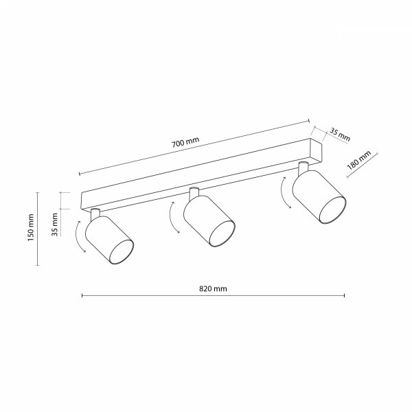 Nowoczesna oprawa sufitowa potrójna czarna tuba reflektor spot minimalistyczna uniwersalna klasyczna NEX 10791 TK-Lighting