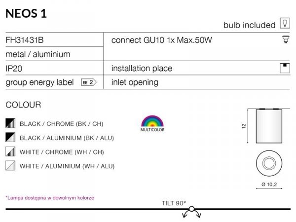 LAMPA PLAFON SUFITOWY AZZARDO NEOS 1 AZ0708