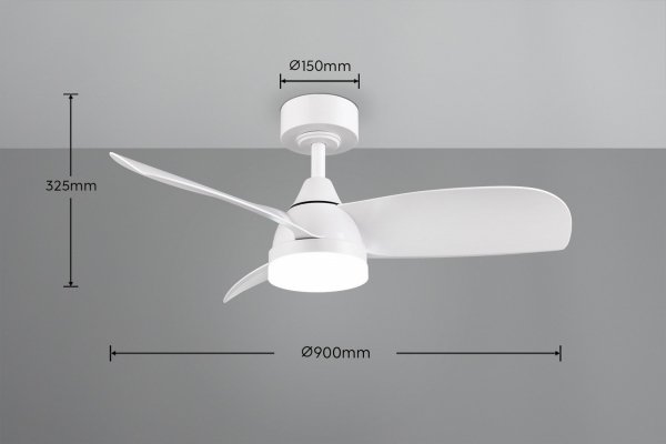 Nowoczesna lampa sufitowa z wiatrakiem LED biała klasyczna minimalistyczna metalowa ściemnialna na pilota HELSINKI R62732131 Rl