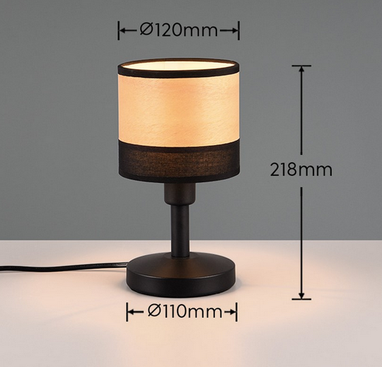 Dekoracyjna Lampka Stołowa Czarna z Abażurem BOLZANO R51661032 RL