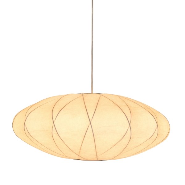 Dekoracyjna nowoczesna biała lampa wisząca designerska skandynawska owalna tkaninowy abażur 60cm SILK X-shape ST-2334-60 Step Into Design