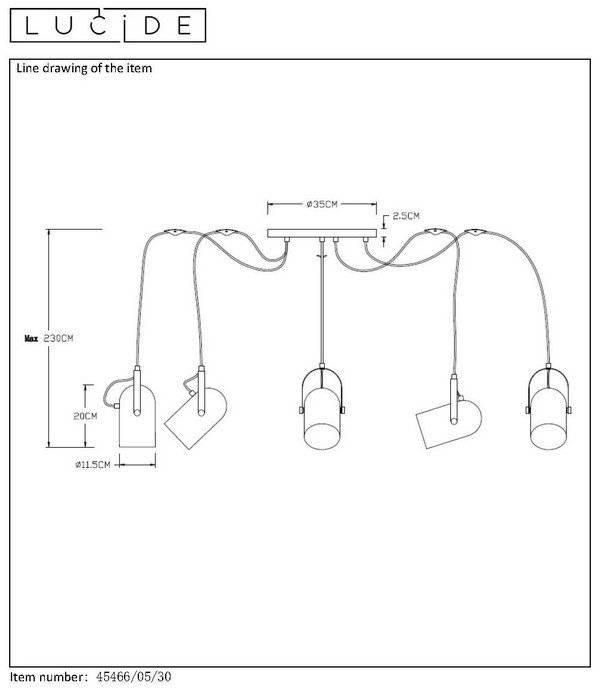 LUCIDE SWAPP LAMPA WISZĄCA INDUSTRIALNA 