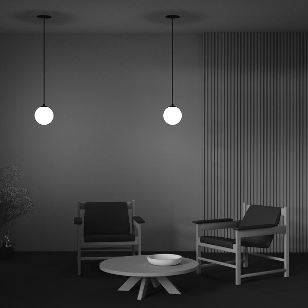 Minimalistyczna elegancka lampa wisząca LED kula czarno-biała regulacja wysokości LUNA MAYTONI P039PL-5W4K-20INS-B