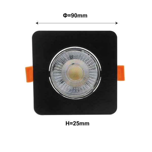 Ruchome kwadratowe oczko podtynkowe Plus czarne Led CCT LP-1506/1RS BK Square Light Prestige