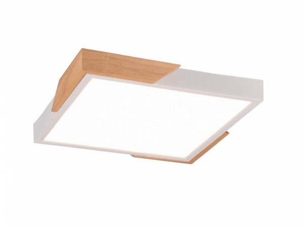 Kwadratowy Plafon Sufitowy LED Biały + Drewno META R67191131