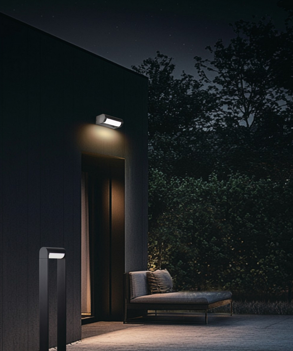 Stylowa lampa elewacyjna na taras i fasadę kinkiet LED regulowany IP65 czarny Azzardo FRAME AZ7014 12W 3000K