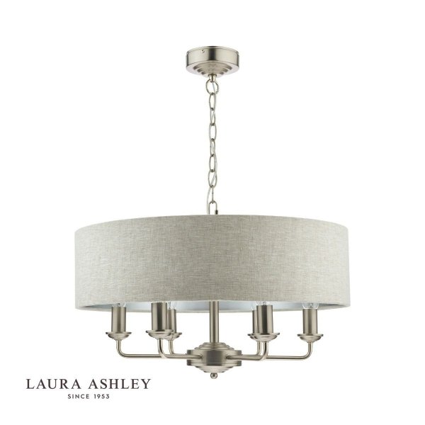 Żyrandol Niklowy Z Abażurem LAURA ASHLEY SORRENTO LA3518806-Q DAR LIGHTING